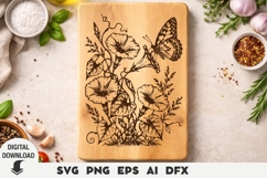 Wildflowers and a butterfly Engraving, Cutting Board, Laser Product Image 1
