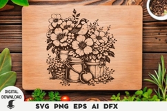 Wildflowers svg, Laser cut SVG, Cutting board SVG, Product Image 1