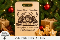 Christmas Highland Cow Laser cut , Cutting board, Christmas Product Image 1