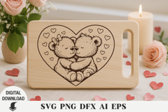 Teddy bear Cutting board svg, Valentine svg Laser cut Product Image 1