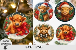 Highland Cow Christmas Ornaments, Christmas sublimation Product Image 1