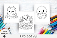 Easter Coloring Pages, Easter chicken, Spring, Easter svg Product Image 1