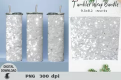 Tumbler Wrap white glitter, Tumbler sublimation, golden glit Product Image 3