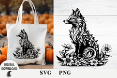 Fox svg, animals svg, Fox and flower, forest, flower svg Product Image 1