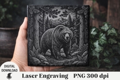 Bear Laser Engraving, bear in the forest Engraving file PNG Product Image 1