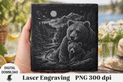 Bear Laser Engraving, bear in the forest Engraving file PNG Product Image 1