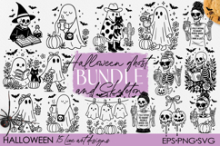 Halloween Ghost &amp; Skeleton Clipart Bundle, SVG PNG Product Image 1