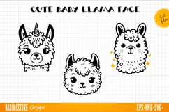 Cute baby llama face. SVG, PNG, EPS. Cut file. Product Image 1