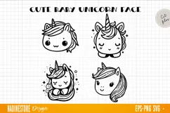 Cute baby unicorn face. SVG, PNG, EPS. Cut file. Product Image 1
