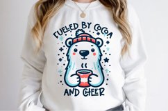 Fueled by cocoa and cheer PNG quote. Polar bear PNG. Product Image 2