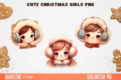 Cute Christmas girls Sublimation PNG. Product Image 1