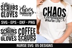 Nurse SVG Design - Coffee Scrubs and Rubber Gloves Product Image 1