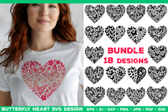 Bundle of Butterfly Heart SVG Designs, Butterfly Cut Files Product Image 1