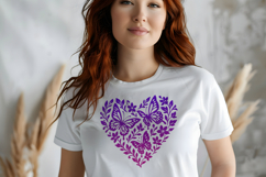 Butterfly Heart SVG Design, Black Floral Silhouette Cut File Product Image 2