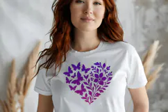 Butterfly Floral Heart SVG Design, Black Heart Silhouette Product Image 2