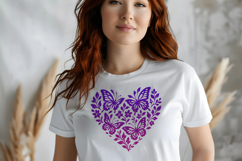 Butterfly Heart SVG Design, Black Floral Silhouette Cut File Product Image 3