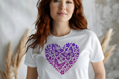 Butterfly Heart SVG Design, Black Floral Silhouette Cut File Product Image 3