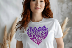 Butterfly Heart SVG Design, Black Floral Silhouette Cut File Product Image 3