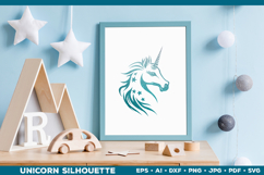 Unicorn Silhouette SVG Design. Unicorn SVG Product Image 1