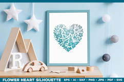Butterfly Heart SVG Design, Black Floral Silhouette Cut File Product Image 3