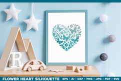 Butterfly Heart SVG Design, Black Floral Silhouette Cut File Product Image 1