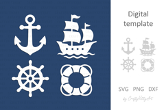 Sailor Laser Paper cutting SVG: Anchor, Wheel, Lifebuoy Product Image 1