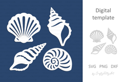 Sea shell Laser Paper cutting SVG: Scallop, Nautilus shell Product Image 1