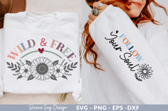 Wild &amp; Free Sleeve svg design,motivational quotes svg design Product Image 1