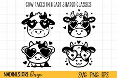 Cow face in heart shaped glasses. SVG, PNG, EPS. Product Image 1