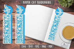 Swallow Bird Papercut Floral Bookmark SVG