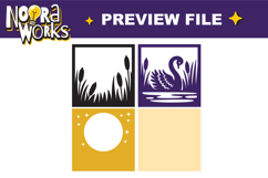 3D Swan &amp; Flowers Shadow Box SVG Product Image 2