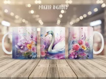 Swan Mug Wrap Sublimation Designs, 3d Mug, Swan Png