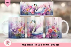 Swan Mug Wrap Sublimation Designs, 3d Mug, Swan Png