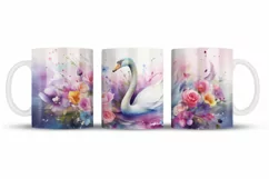 Swan Mug Wrap Sublimation Designs, 3d Mug, Swan Png