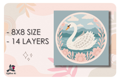 White Swan Lake Colored Shadow box SVG Papercut template Product Image 2