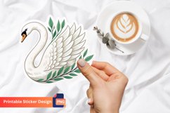 Swan Sticker, Swan Art Sticker, Swan and Floral Sticker Product Image 1