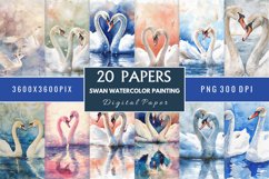 Watercolor Swan Digital Paper Bundle Product Image 1