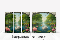 Swan in wall tumbler sublimation | Bird tumbler PNG design Product Image 1