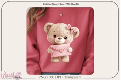 Knitted Heart Bear PNG Bundle, Faux Yarn Teddy Bears, Product Image 10