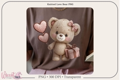 Knitted Love Bear PNG | Valentine Teddy Bear Sublimation Product Image 6