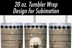 20 oz Tumbler Sublimation PNG | Winter Bear Sweater Trees Product Image 2