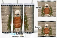 20 oz Tumbler Sublimation PNG | Winter Bear Sweater Trees Product Image 1