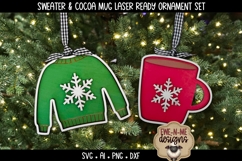 Christmas Sweater &amp; Cocoa Mug Ornament SVG| Laser Ready SVG Product Image 1