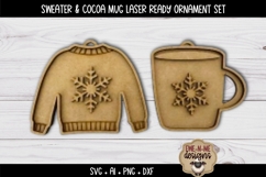 Christmas Sweater &amp; Cocoa Mug Ornament SVG| Laser Ready SVG Product Image 3