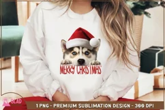 Merry Christmas Husky png, Christmas Peeking Husky png Product Image 4