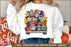 Watercolor Halloween Gnome Truck Clipart PNG Sublimation Product Image 5