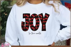 Joy to the World png, Plaid Christmas Joy Letters png Product Image 1