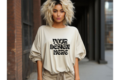 Boho Blank Sweatshirt Model Mockup Soft Cream Color_11 Product Image 1