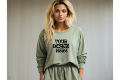 Christmas Green Sweatshirt Model Mockup Gildan 18000 Product Image 1