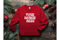 Christmas Red Sweatshirt Model Mockup Gildan 18000 Oversized Product Image 1